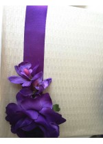 Книга за гости за сватба с тъмно лилави рози и орхидеи серия Purple Passion